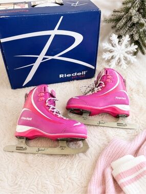 Riedell Pink Figure Skates Girls Size 3 Soar Spiral Blade Lightly Used